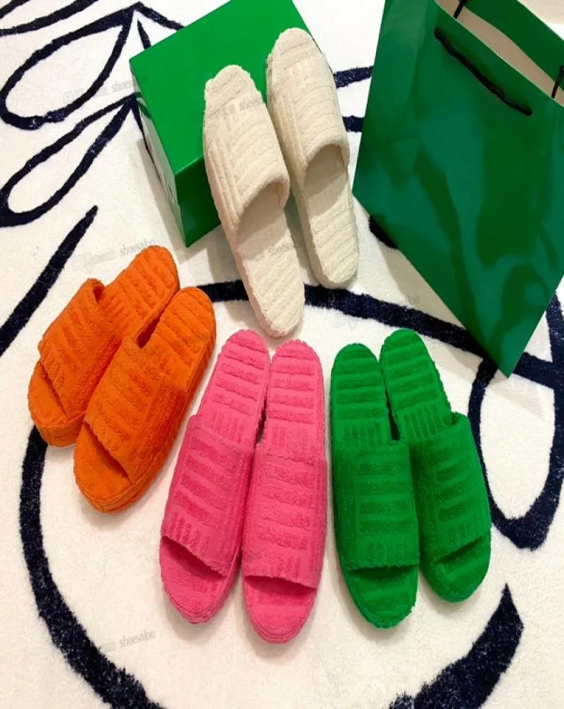 2023 Slippers Sandals Women Slides Fabric Rubber Cotton Estole Grass Green Sway Slipper Wedge Y Botega 9981269