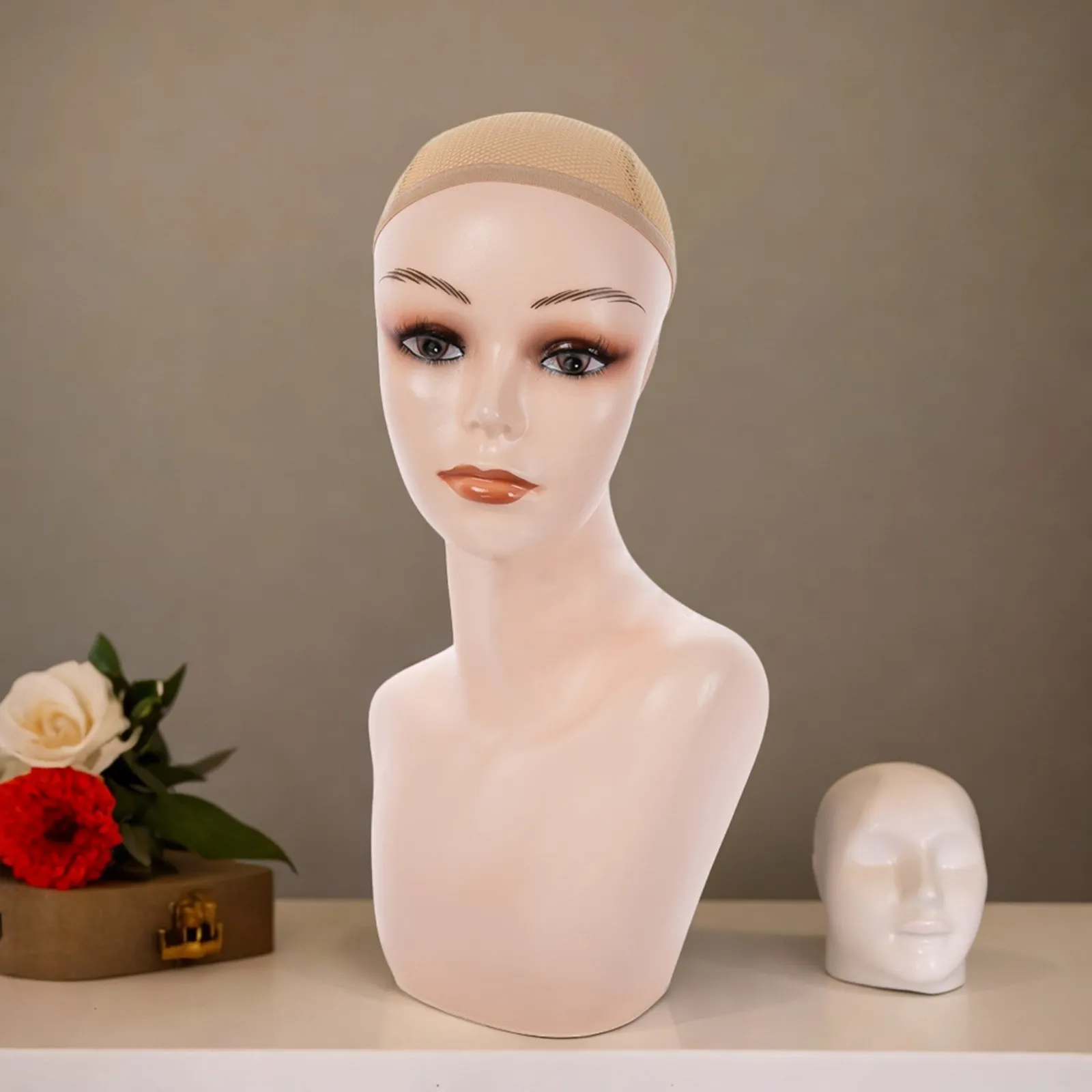 Female Wig Head Mannequin Smooth for Necklace Wigs Displaying Making Styling