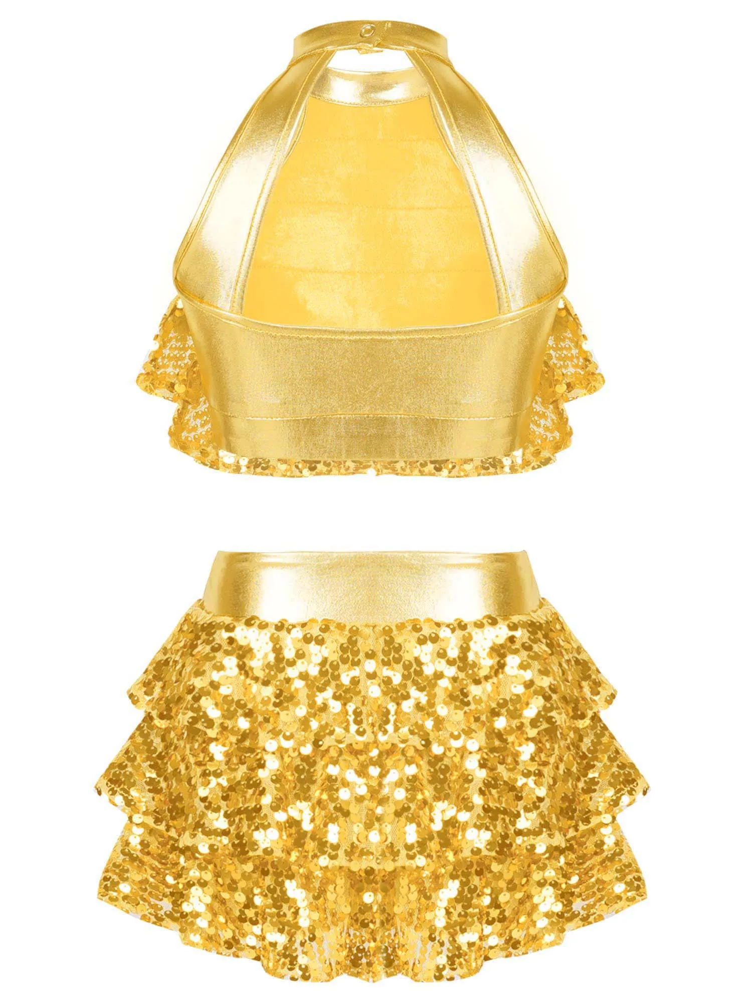 gold sequin dance top