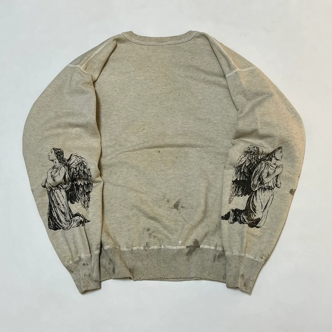 DHgate.com:Saint ARIES Oversized Unisex Ripped Crewneck Sweatshirt 