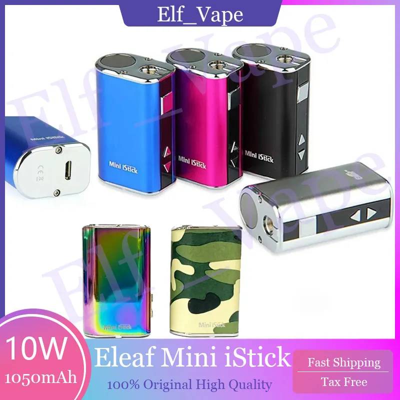 ORİJİNAL ELEAF MINI ISTICK 10W Pil Kiti Dahili 1050mAh Değişken Voltaj Kutusu Modu USB konnektörlü 7 Renk Stokta