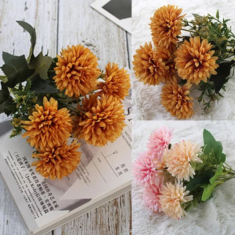 Dekorativa blommor konstgjorda blommor silke boll krysanthemum hem falskt vardagsrum diy vas arrangemang bröllop fest bordsdekoration