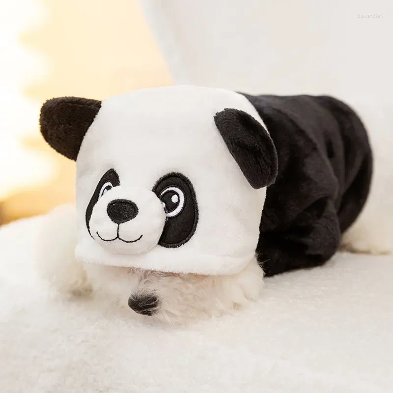 Vestuário para cães preto e branco Bodysuit de inverno de quatro pernas panda transfiguração de cachorro espessado roupas quentes roupas de pelúcia de pelúcia