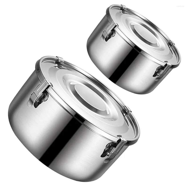 Dinnerware 2 Pcs Stainless Steel Lunch Box Lunchbox Camping Supplies Picnic Stuff Leakproof Cutlery Supply Utensils Dishes