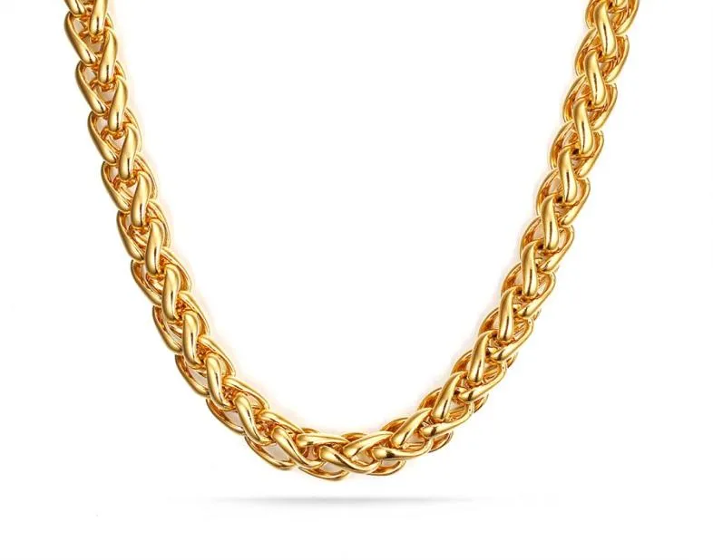 Excelente vendendo o ouro de 7mm aço inoxidável Ed Wheat Braid Curb Chain Colar 28quot Moda Novo Design para MEN0394089189
