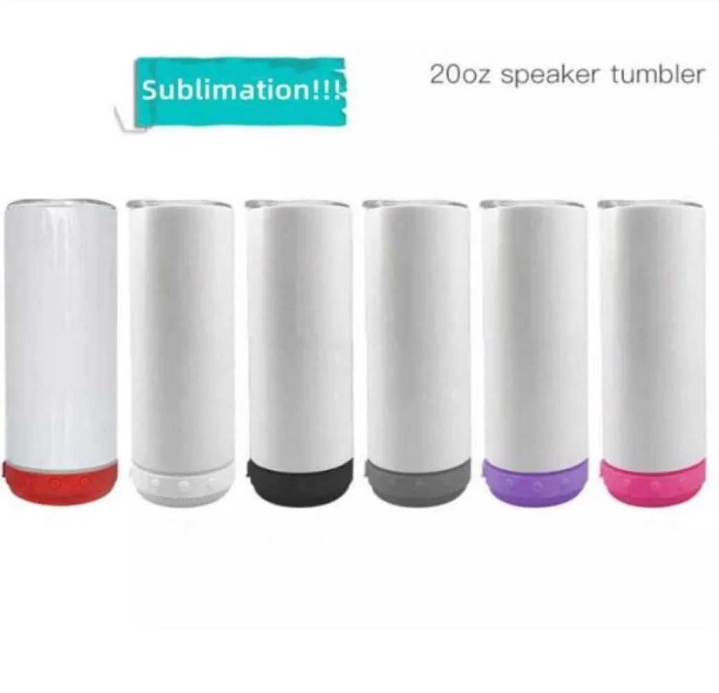 sublimation Bluetooth speaker tumbler 20oz straight tumblers coloful o Stainless Steel bottom Cool Music Cup Creative Double W9632698