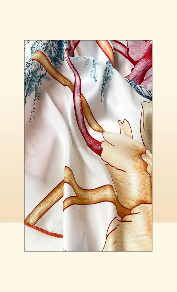Sjaals Designer Silk Head Sjalfs for Women Manual Roled Scarf 90x90 Top Bandana Print Foulard Femme Soie de Marque Luxe1563669