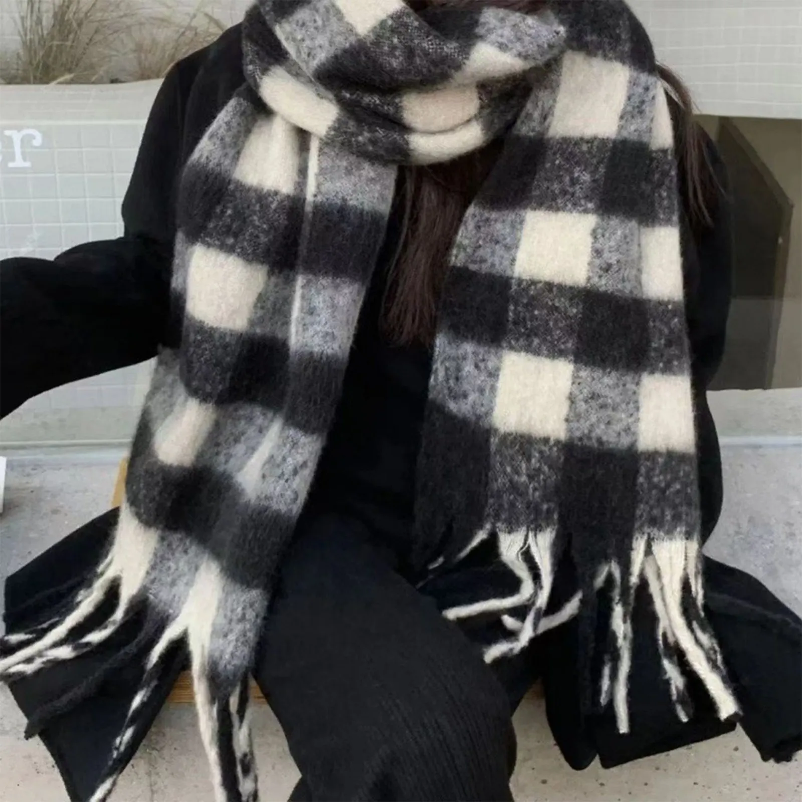 小物 Brushed Scarf / CHECKED BLACK Brushed Scarf / CHECKED BLACK | THE INOUE BROTHERS