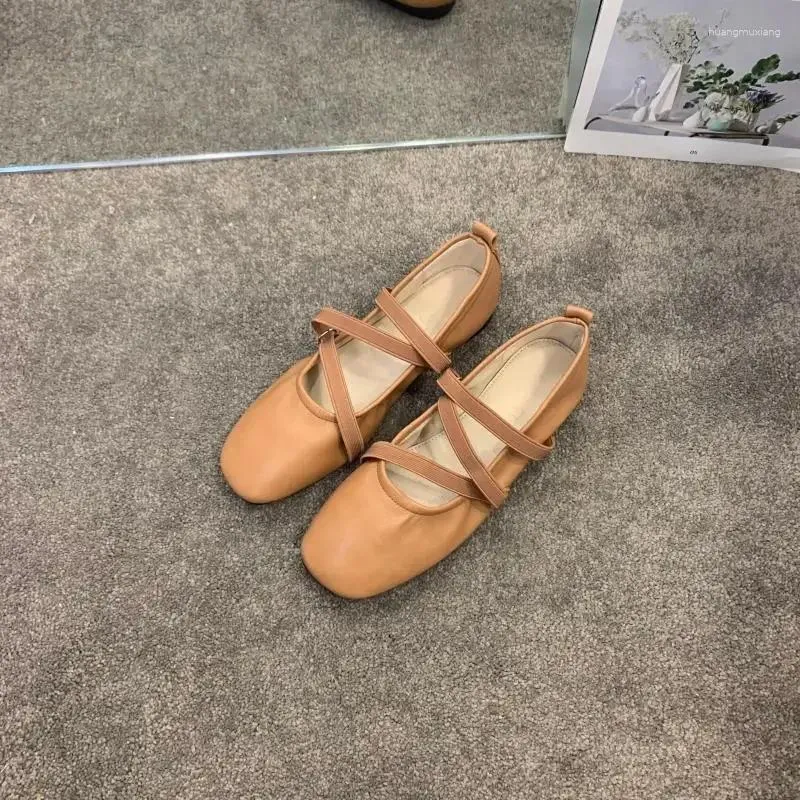 Square Toe Mary Jane Flats Women Casual PU Leather Slip-On Ballet