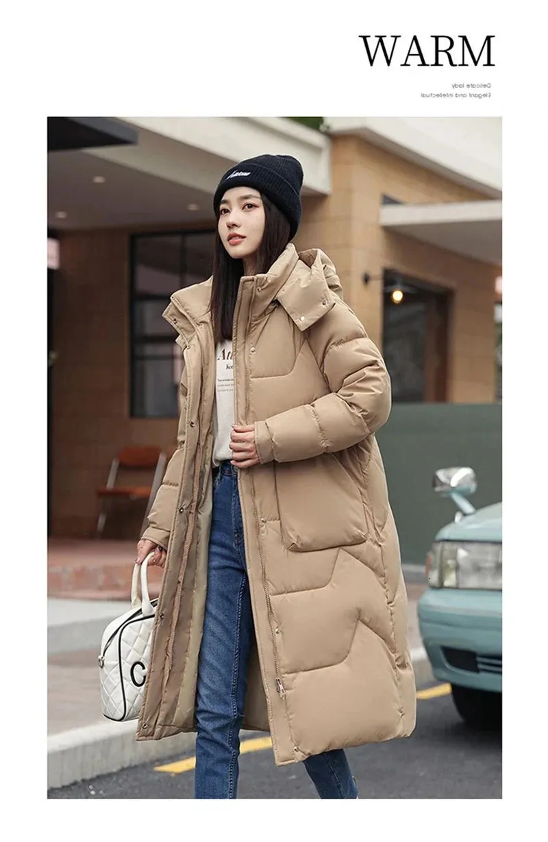 Oversize Woman Down Coat Long Jacket Thicken Hooded Detachable