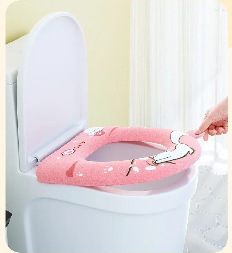 Toalettstol täcker vinter varm täckmatta med handtag vattentät mjuk närmastrum badrum kudd o-form bjuden tvättbar