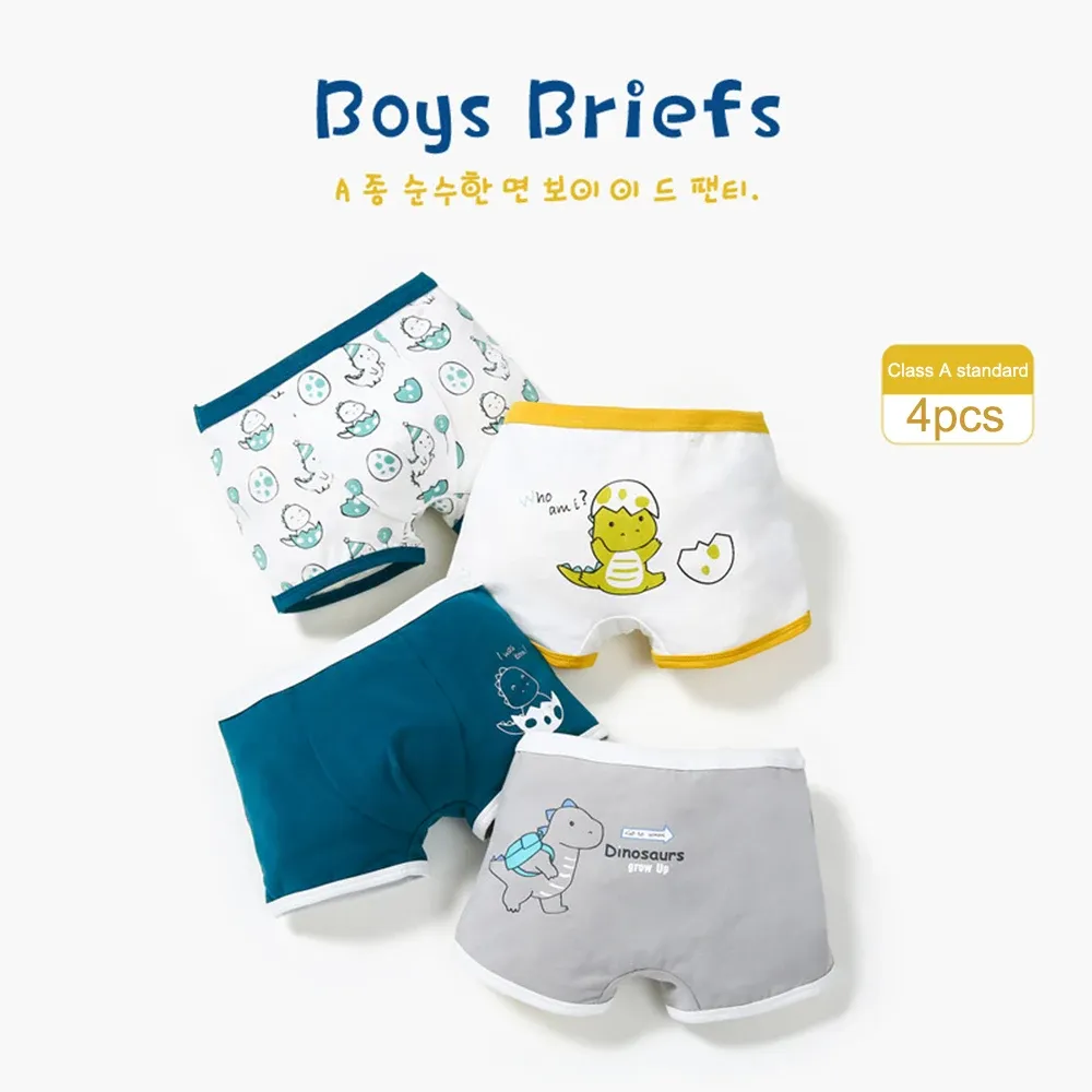 Szorty 4PC/Lot Boys 'Briefs Dzieci bielizny Kids Królowe dziecięce majtki dinozaur