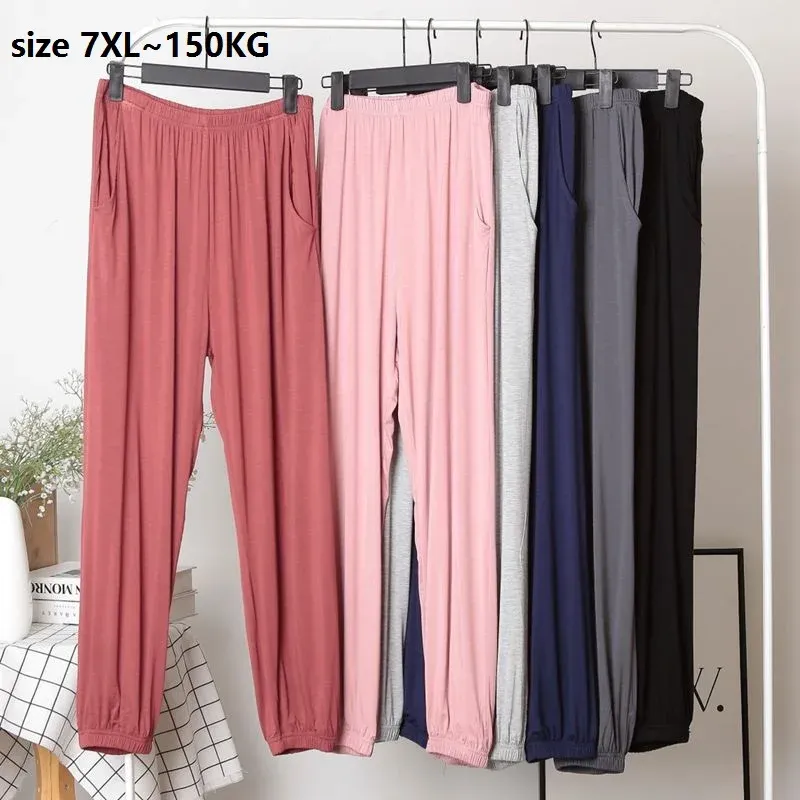 Pants Plus Size 7XL 150KG Autumn Thermal pants High Elastic Waist Pants Ladies Loose Comfortable Sports Pants Big Sleepwear Pants