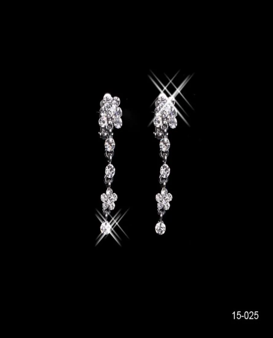 15025 Holy Rhinestone Crystal Four Leaf Clover Earring Necklace Set Bridal Party Lobster Clasp Cheap Jewel Sets for Prom Evening3744861
