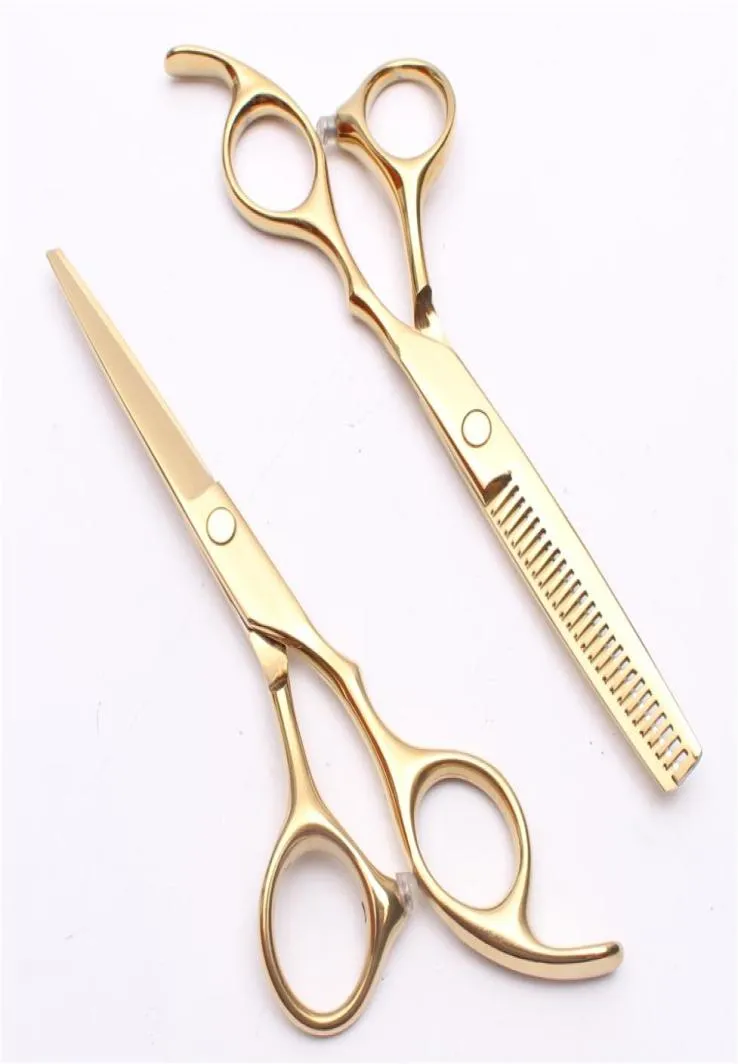55quot 16cm Japan 440C Golden Soxe Laser Wire Anpassad logotyp Professionell Human Hair Scissors Barberquots Shears Salon S4858805