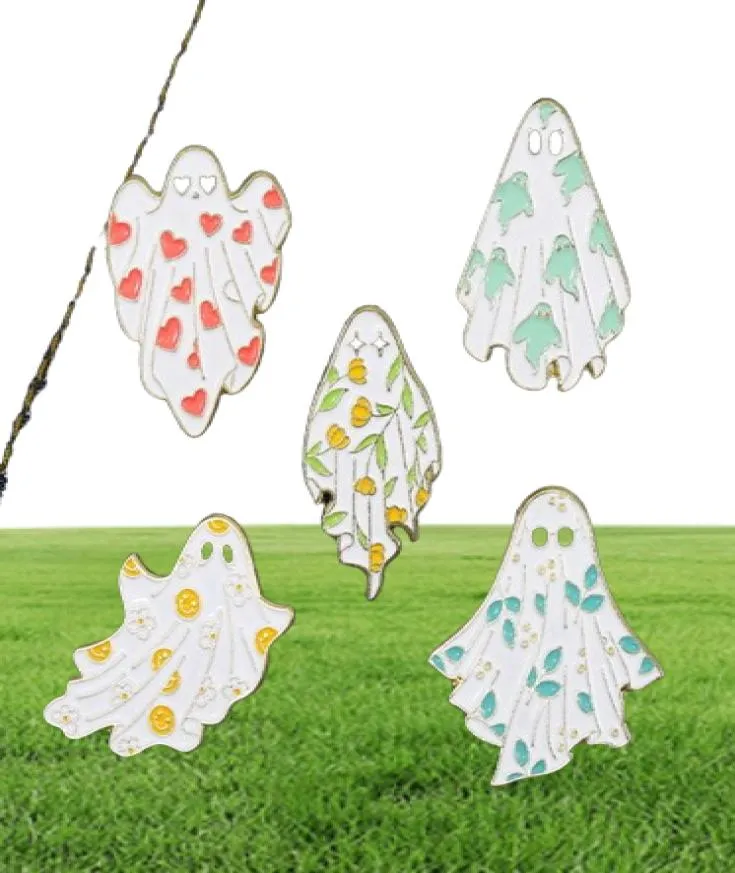 Ghost Enamel Pins Brooches Flower Punk Halloween Funny Cute Metal Badges Custom Lapel Women Kids Gifts Gothic Jewelry4832565