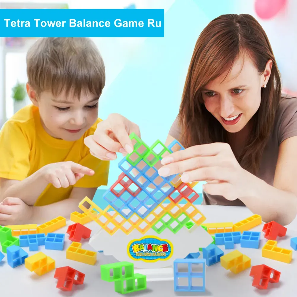 32 bloki bloków konstrukcyjnych cegiełki bilans z grę tetra wieżą grę huśtawka wysoka rosyjskie bloki konstrukcyjne stosy dla dzieciaku zabawki