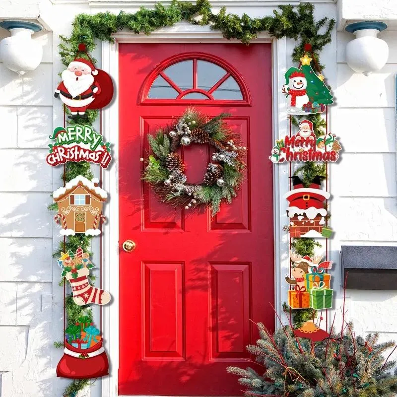 Decorative Flowers Door Hanging Banner Christmas Party Paper Santa Tree Decoration Scene Layout Ornaments