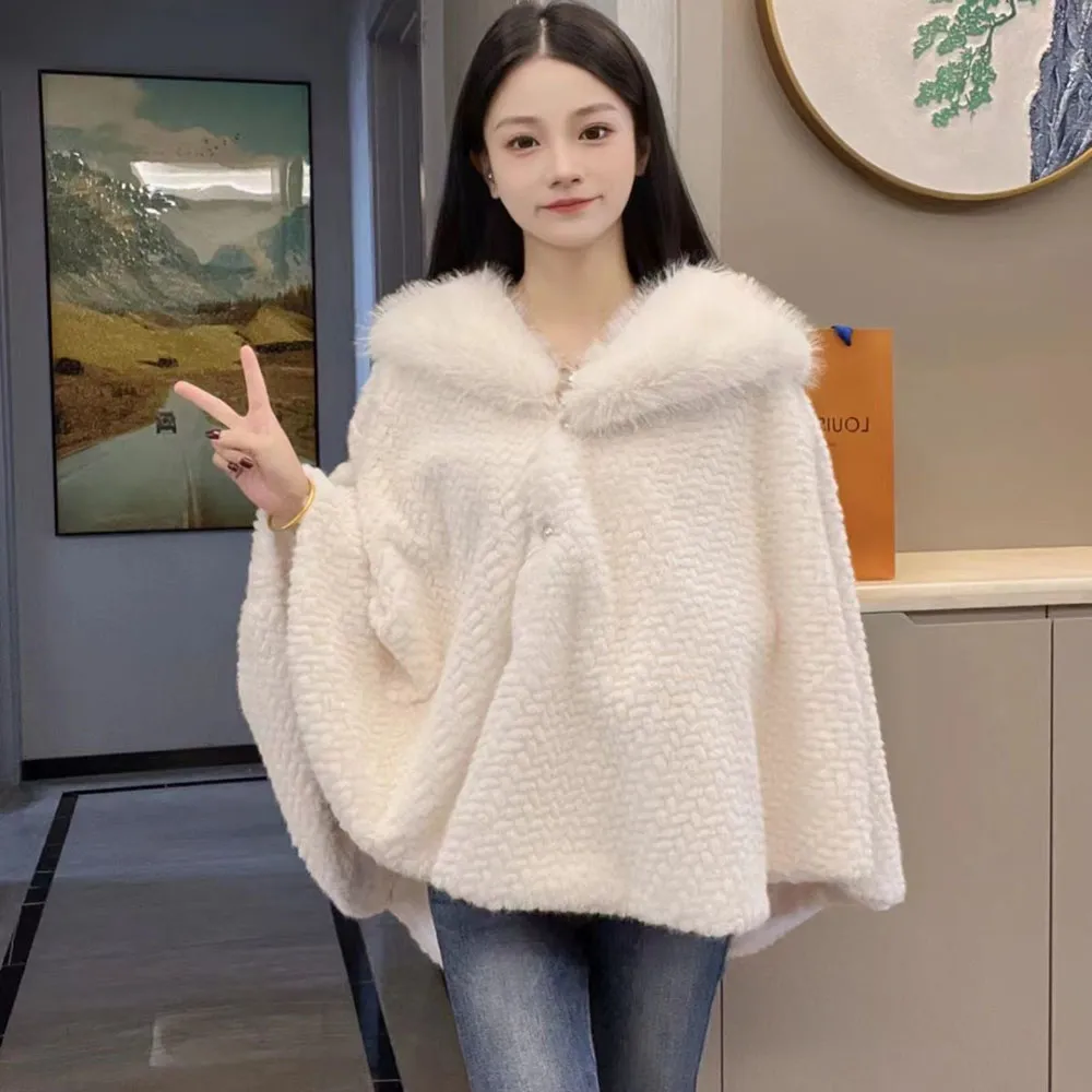 Winter Wool Women Coat Cloak Long Warm Hooded Woolen Coat