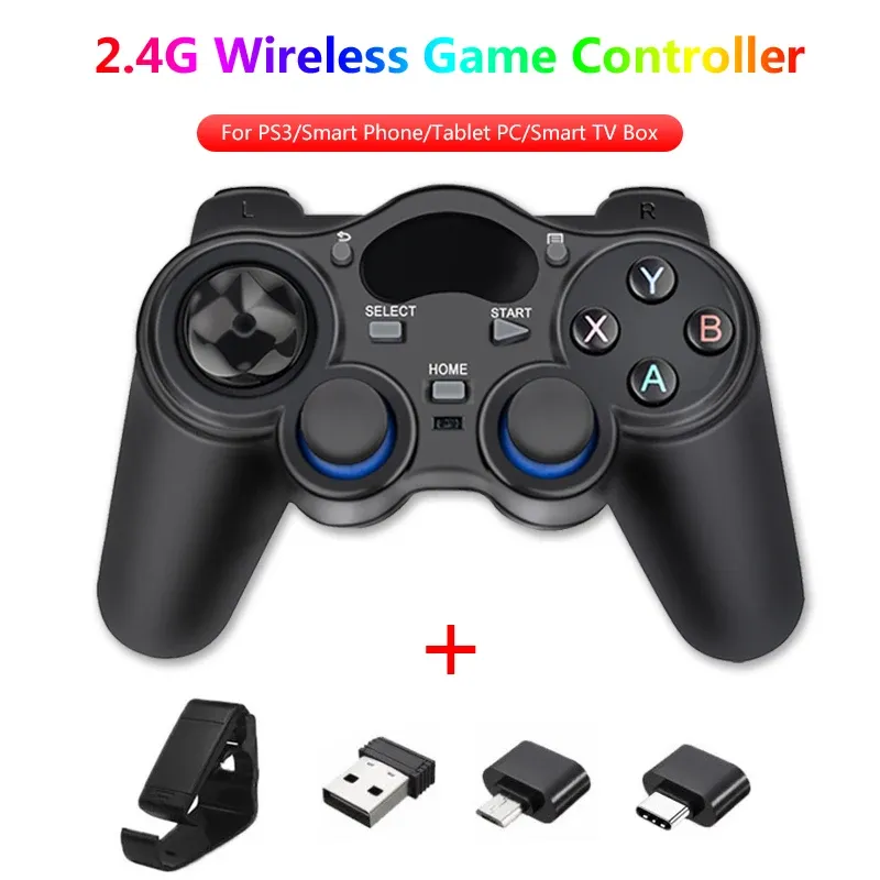 GamePads 2.4GHz Wireless GamePad Game Controller Joystick para Android TV Box com receptor USB para PS3/Smartphone Tablet PC caixa de TV inteligente