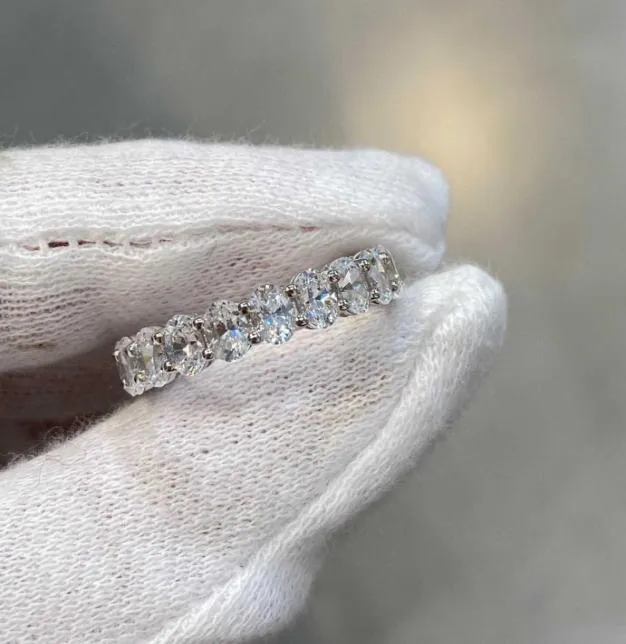 V Gouden materiaal punkband ring met alle ovale diamant voor vrouwen en moeder verloving sieraden geschenk ps38365186991