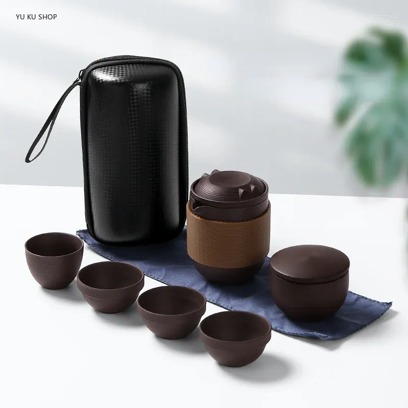 Zestawy herbaveware Zisha Travel Teat Porcelain Pordelable Infuser na świeżym powietrzu kemping teapot herbata dom