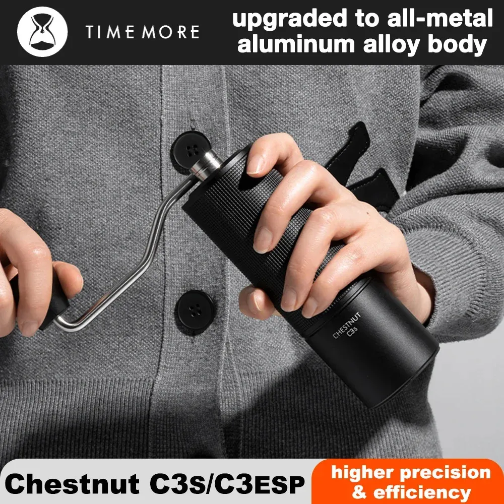 Timemore Chestnut C3S C3ESP Handmatige koffiemolen Upgrade All-Metal Body Anti-Slip Design Draagbare slijpt S2C Burr binnen 240411