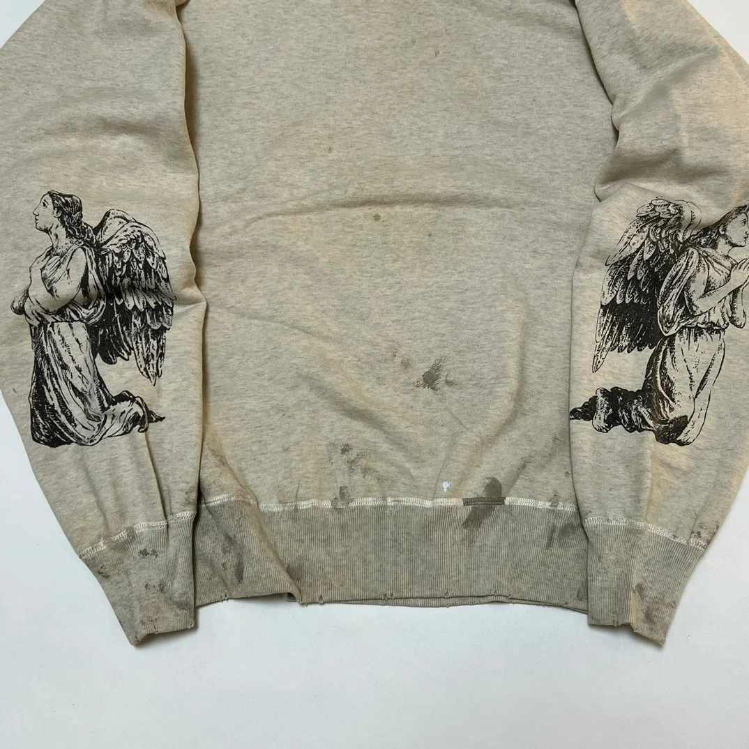 DHgate.com:Saint ARIES Oversized Unisex Ripped Crewneck Sweatshirt 