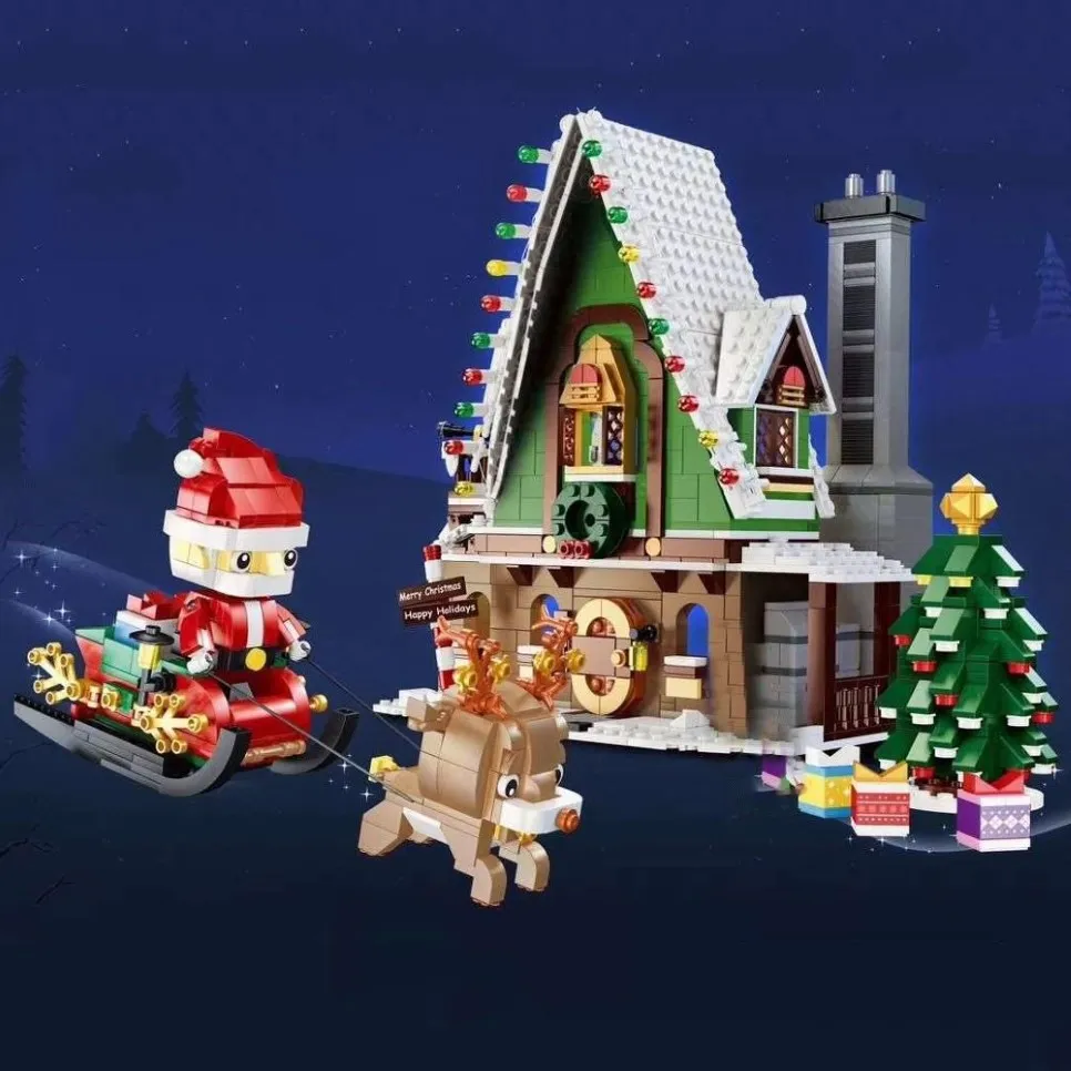 2020 City Creator Winter Village Holiday Christmas Eve Santa Claus Gingerbread House Building Blocks Education Toys C1115262B