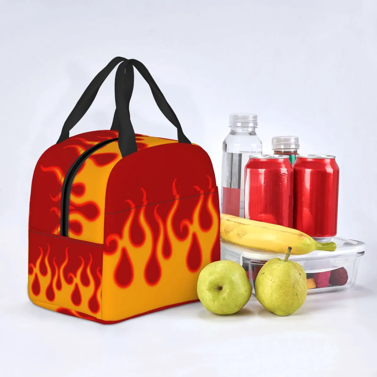 Estetyczne pop Art Hot Fire Racing Flames Torba na lunch Cooler Izolowany termiczny pojemnik na lunch dla kobiet torebki z jedzeniem