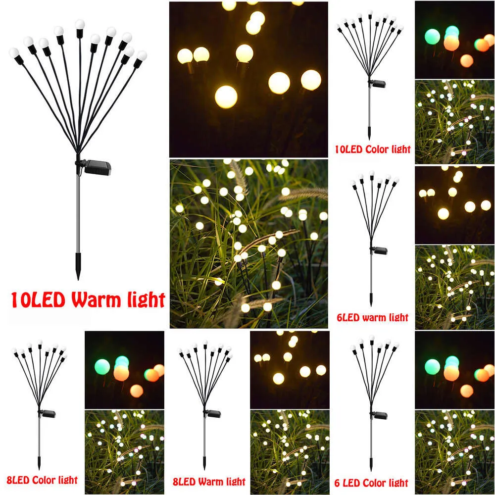 New 1-4Pcs Solar Firefly Outdoor LED Waterproof Sunlight Powered Landscape Lights Lawn Garden Decor Light