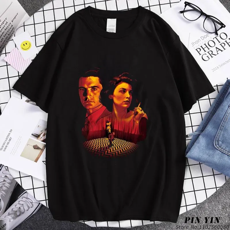 Maglietta Uomo Twin Peaks Laura Palmer Fire Walk With Me - T-Shirt Nera In Cotone 100%
