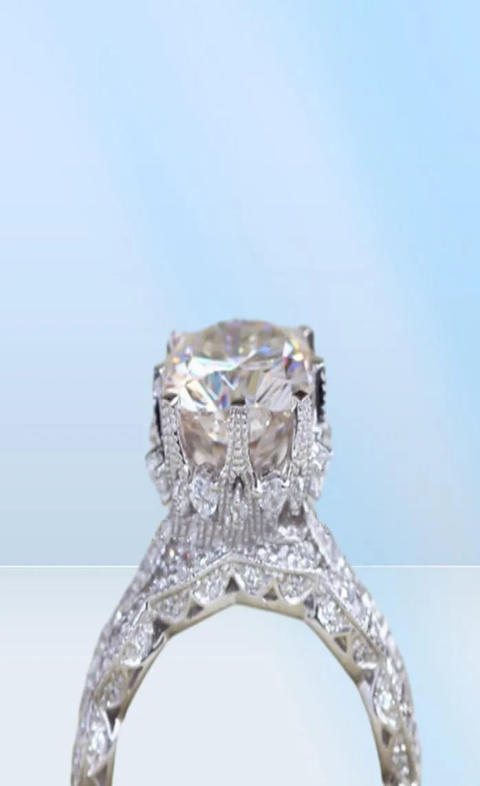 Vecalon vintage sieraden vrouwen ringen set 3ct diamonique cz rosé goud gevuld 925 zilveren jubileum trouwring voor vrouwen Men1266867