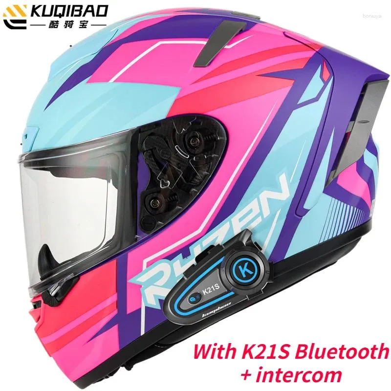 Motosiklet Kaskları Kuqibao Bluetooth kask Electric Full Tüm Mevsimler Güvenlik Şarkılar ve İntercom Dinleme