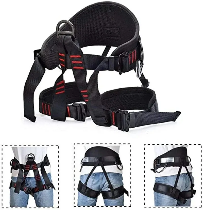 Cinturón de seguridad de medios longitud profesional Equipo de soporte de cintura ajustable Equipo de soporte de cuevas al aire libre Arnés de alpinismo 240325