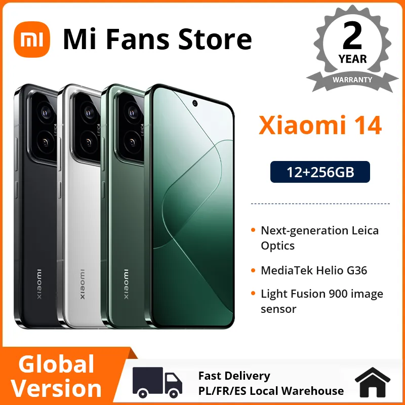 Xiaomi 14 Global Version Snapdragon 8 Gen 3 NFC 90W Hypergharge 1,5K 6,36 "AMOLED -дисплей 50 -мегапиксельная камера LEICA IP68 Смартфон