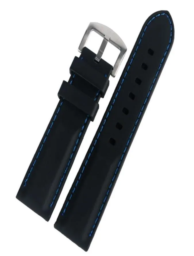 20mm 22mm 24mm 26mm Relógio de borracha preta Banda de silicone à prova d'água Pino de fivela de fivela reta Belt de substituição do mergulhador Belt3939796