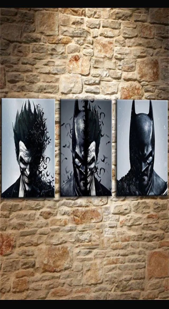 Живопись гостиной настена Cuadros украшение Art 3 Peecestcs Joker Batman Poster Canvas безрассудный печатный