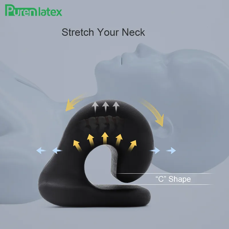 PurenLatex Neck Massage Pillow Memory Foam Orthopedic Pillow Stretch Cervical Vertebra Massage Spots Pillow Release Neck Pain