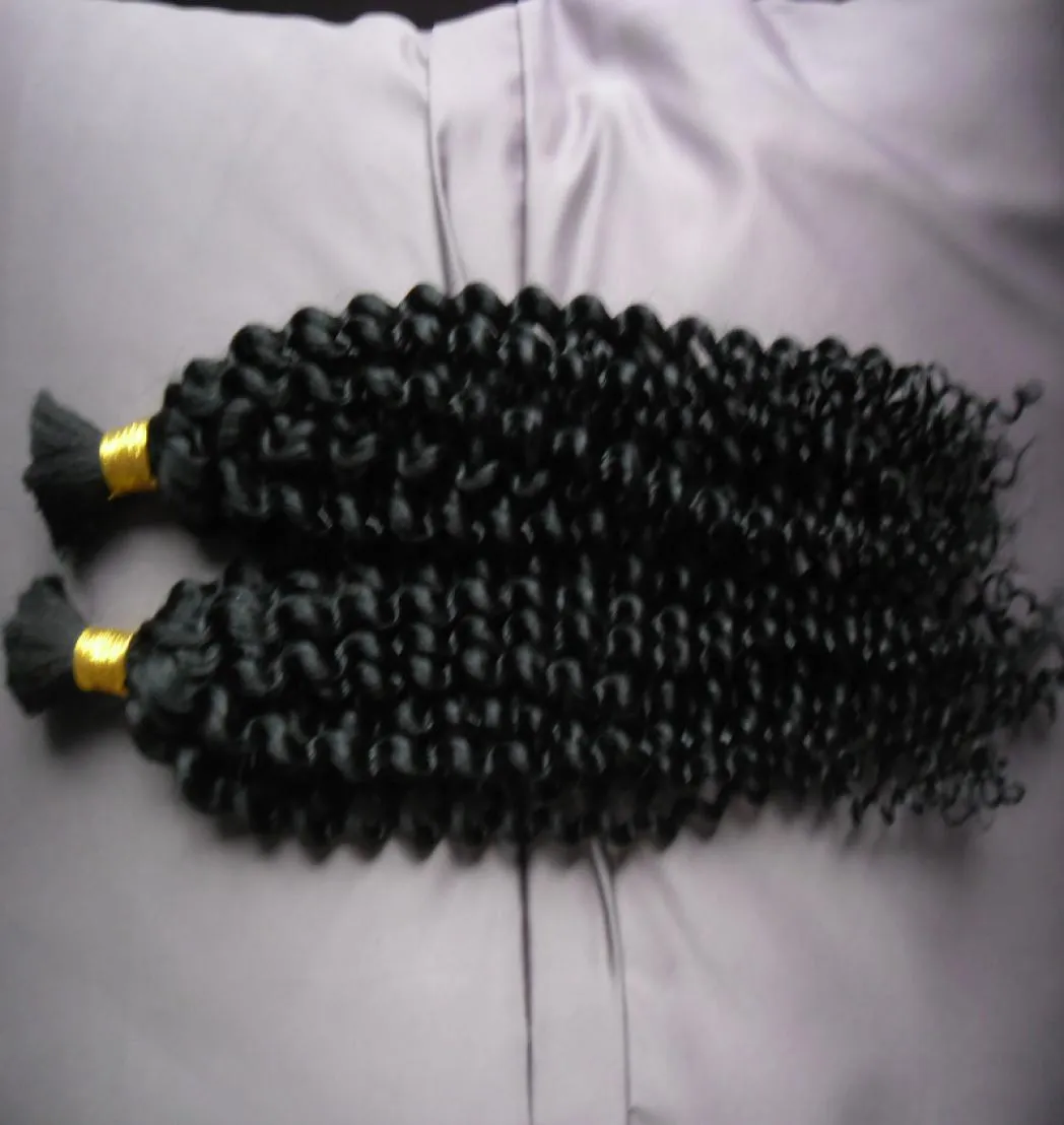 Mongolski Afro Kinky Curly No Weft Human Hair Burk do pleciania 100G Kinky Curly Mongolian Hair 1pcs Ludzkie włosy Bulk1484318