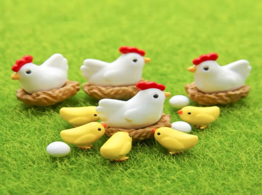 1 набор 16pcs куриная порода курица. Семейные сказочные миниатюры декор террариум байсон