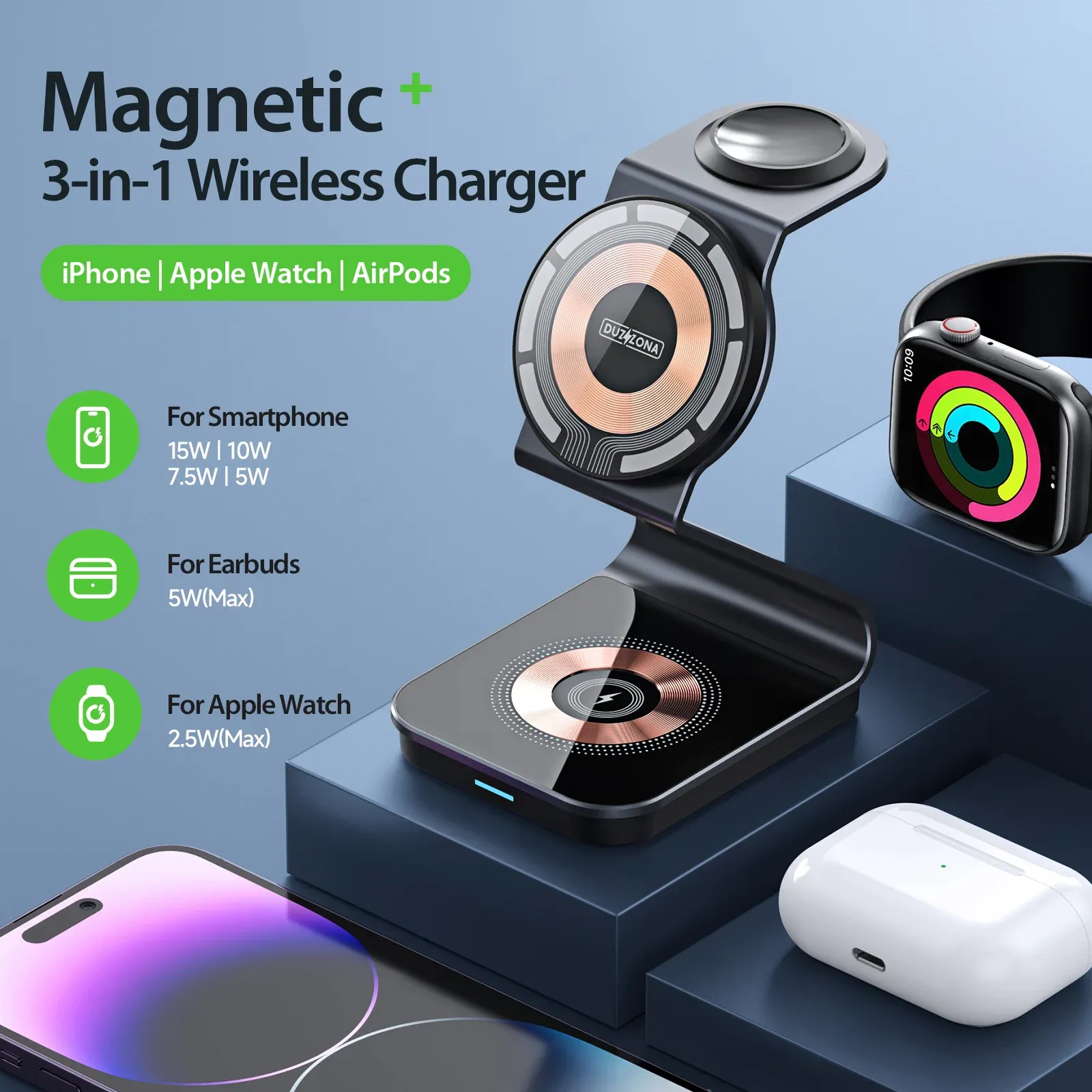 Ladegeräte 3 in 1 magnetischem drahtlosen Ladegerät für iPhone 15 14 13 12 Pro Max Airpods 3 Iwatch Dock Station Magsafe Fast Ladegerät Inhaber