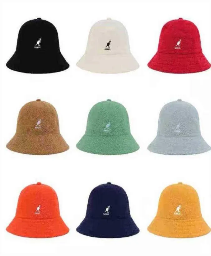 Kangaroo Kangol Fisherman Hat Sun Hat Sunscreen Embroidery Towel Material 3 Storlekar 13 färger Japanese Ins Super Fire Hat X2202146576725