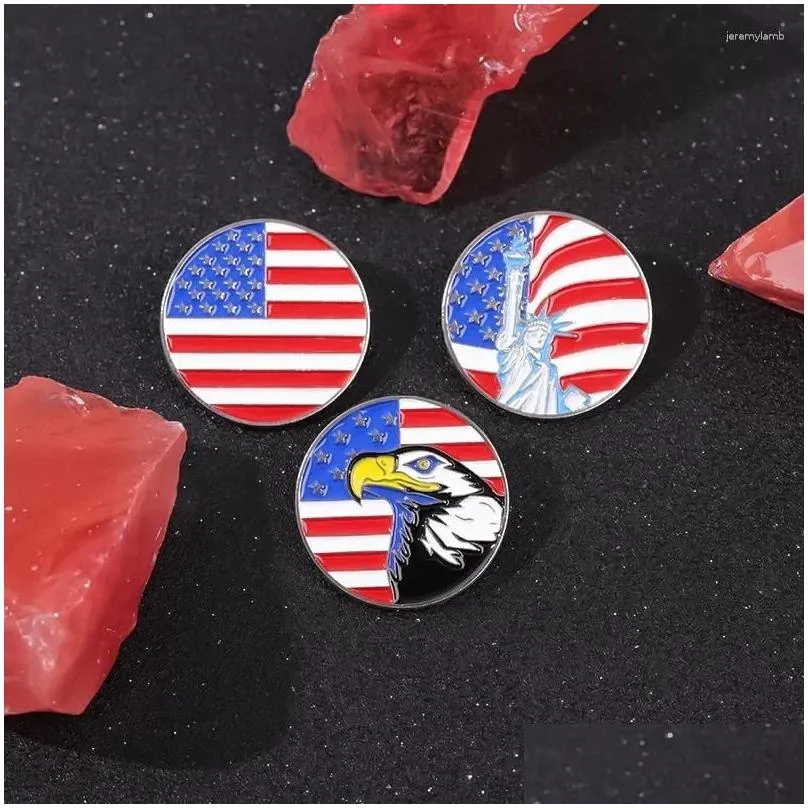 Pins Spettame US Flag smalto Statue personalizzata di I Heart USA Eagle per zaino badge badge gioielli drop drop dropelese otxjh