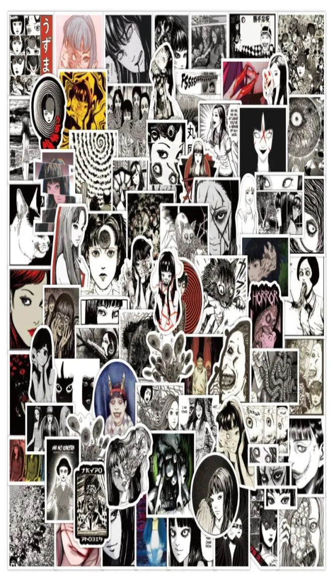 50pcslot japonais junji ito horreur bandes dessinées tomie autocollant noir blanc graffiti bricolage coiffeur de voiture étanche autocollants de voiture pour ordinateur portable S8090059