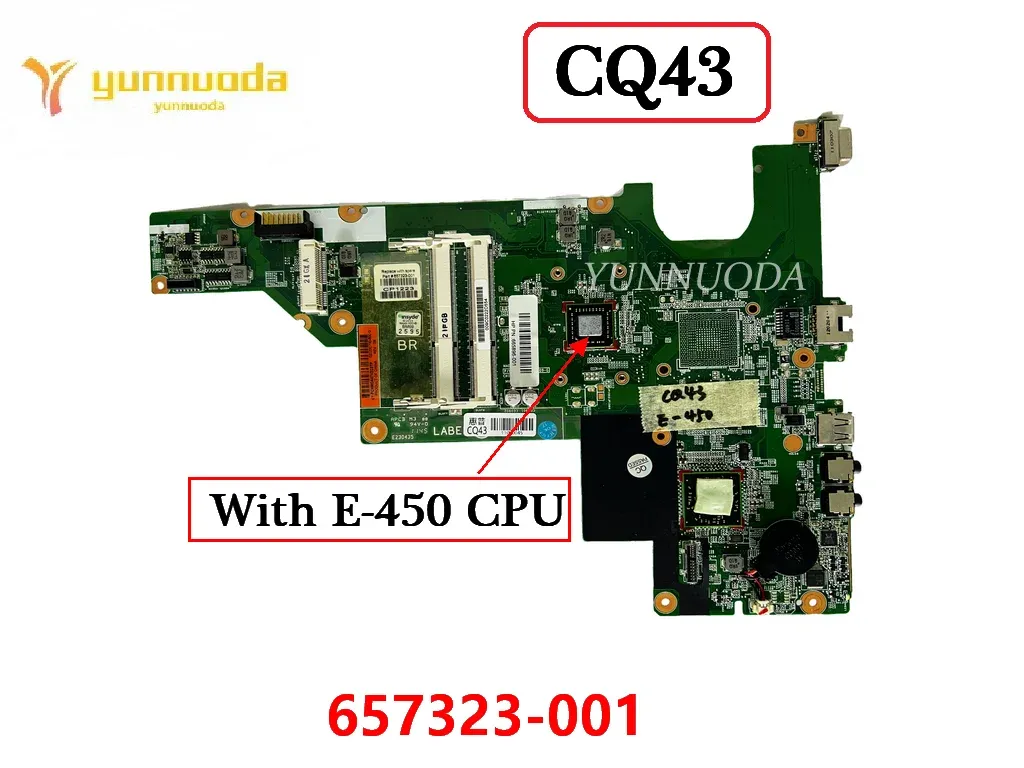 Motherboard origineel voor HP CQ43 CQ57 CQ435 Laptop moederbord met E450 CPU 657323001 DDR3 100% geteste gratis verzending