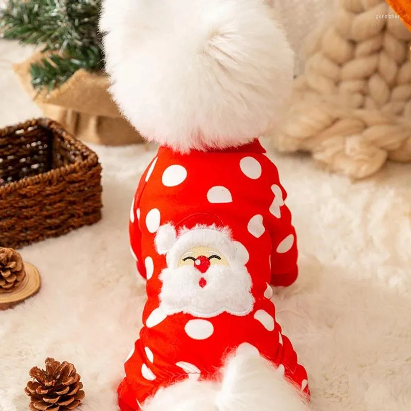 Odzież dla psów Santa Claus Ubranie zwierzakowe Polka kropka cztery nogi misie zimowe ciepłe materiały domowe sznauce