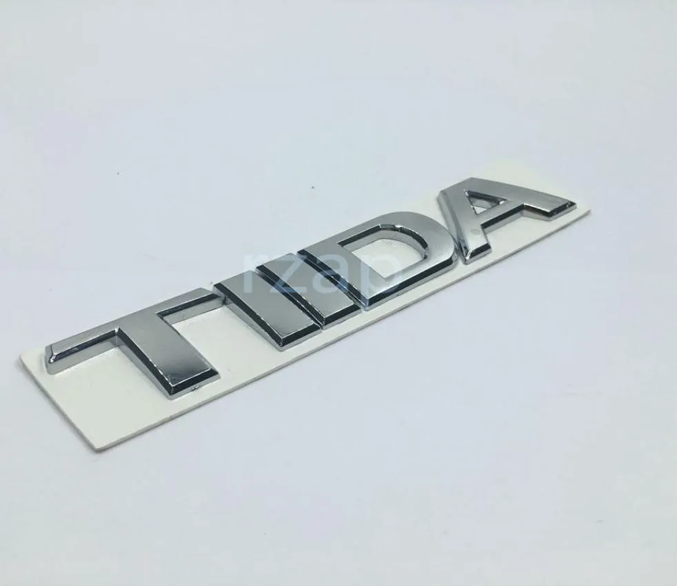 3D -bilemblem för Nissan Tiida Letter Logo Silver Auto BAKT TRUNK BADGE NAME PLATE klistermärke6407360