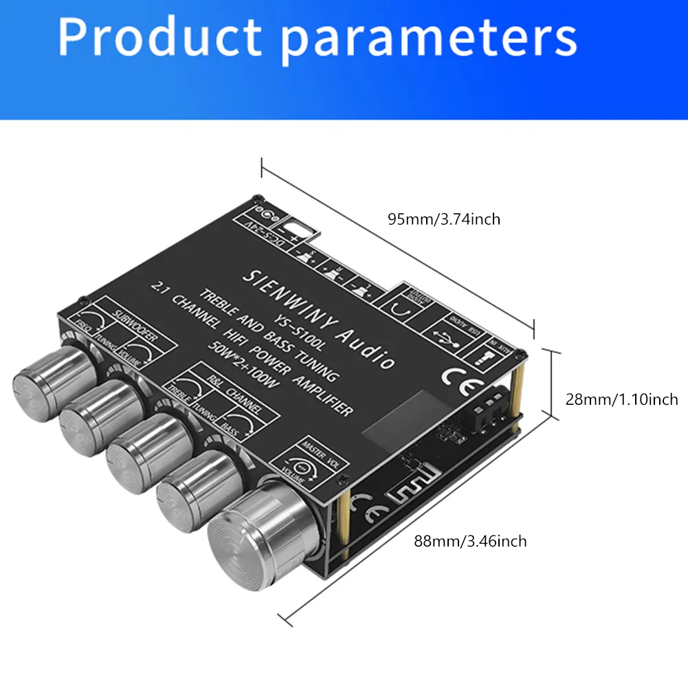 Bass Sound Module 2.1 Channel Power Bass Amplifier Board, 5.1 Bluetooth-compatible ...