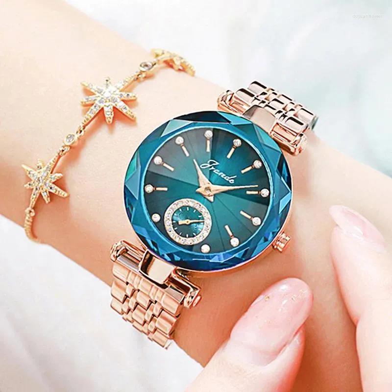 Montre-bracelettes Bracelet Bracelet Rose Gold Watch 2024 pour les dames en acier inoxydable Mouvement japon